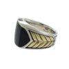 David Yurman Chevron Collection Black Onyx Two Tone Men's Ring