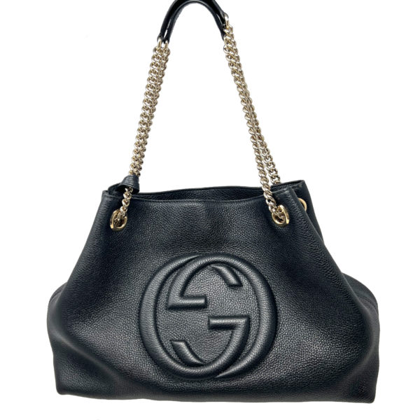 Gucci Soho Chain Strap Shoulder Bag Leather Medium Black unae.edu.py