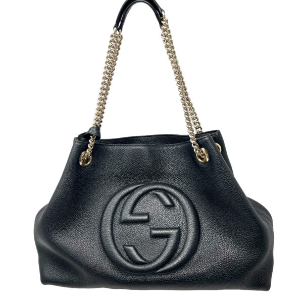 Gucci, Bags, Gucci Soho Chain Tote Large Black