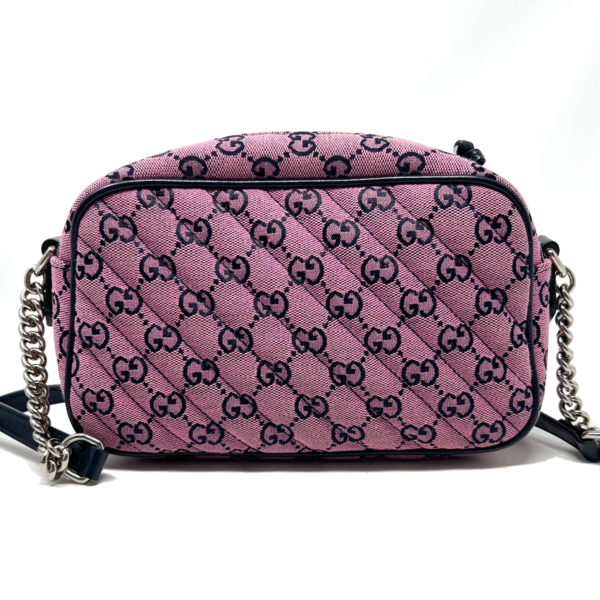 HOT! Gucci GG Marmont Canvas Diagonal Azalea Flap Pink Small Shoulder Bag  443497 