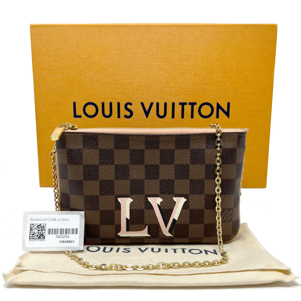 Louis Vuitton Damier Ebene Canvas Double Zippy Wallet N62732