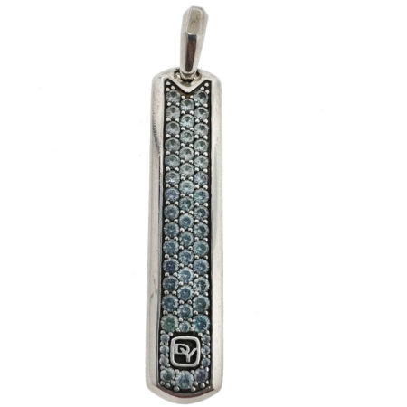 David Yurman Sterling Silver Grey Sapphire Long Ingot Dog Tag Pendant