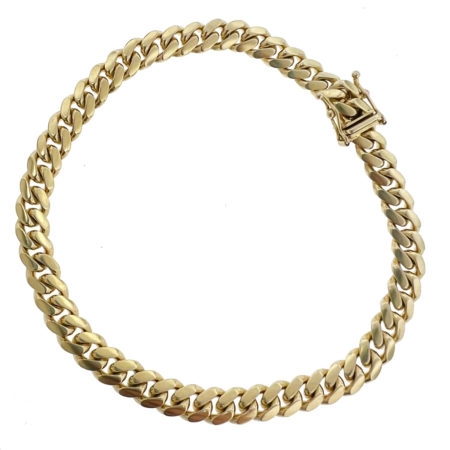 10k Yellow Gold Men's Cuban Link Chain Bracelet