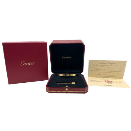 Cartier 18k Yellow Gold Love Bracelet Size 18 Old Style Box & Papers