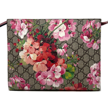 Gucci GG Supreme Monogram Blooms Canvas Large Cosmetic Case Clutch