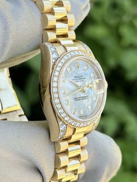 Rolex 179158 18k Yellow Gold President Factory MOP Diamond Dial Ladies Watch