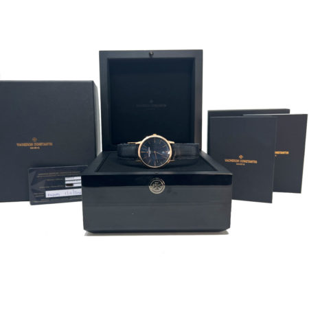 Vacheron Constantin 85180 Blue Dial Rose Gold Dress Watch with Box and Papers Full Set
