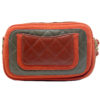 CHANEL Quilted Lambskin/Fabric Orange and Brown Camera Case/Bag