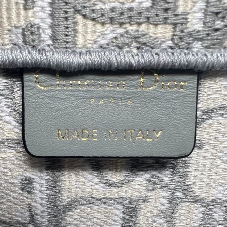 DIOR Grey/Light Blue Large Oblique Embroidery Book Tote