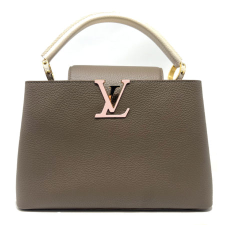 Louis Vuitton Capucines MM Smokey Brown Green / Crème / Pink Shoulder Bag