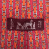 HERMES Red w/ Orange Buckles Silk Mens Tie 5412 OA