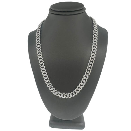 18k White Gold "Cuban" Style Pave Diamond Choker Necklace