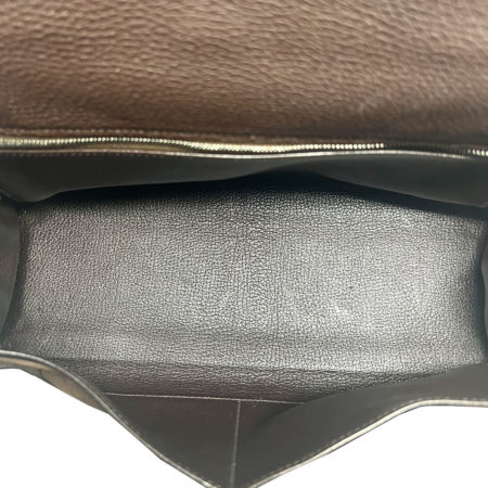 HERMES Kelly 35 Chocolate Evergrain Shoulder Bag w/ Receipt
