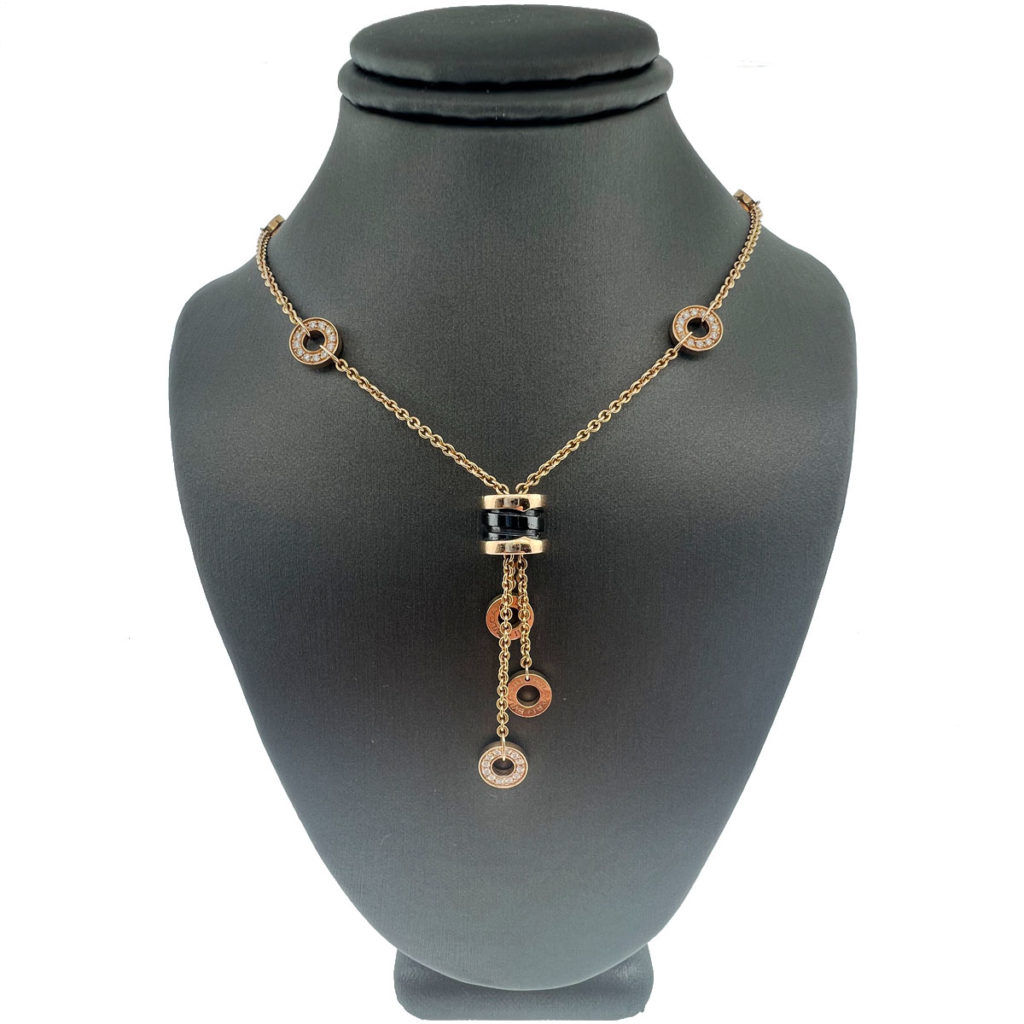 Bvlgari B. Zero1 18k Rose Gold Diamond Black Ceramic Necklace Boca Pawn Boca Raton Pawn