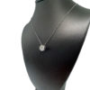 18k White Gold Circle Diamond Pendant on thin white gold chain .67 CT