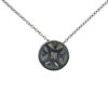 18k White Gold Circle Diamond Pendant on thin white gold chain .67 CT