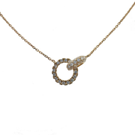 18k Yellow Gold Diamond Circle Pendant Necklace .43 CT
