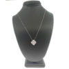 18k White Gold Clover Style Diamond Pendant on Thin Chain Necklace 1CT