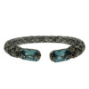 John Hardy SS and Gold Cuff Bracelet w/ Blue Topaz Stones