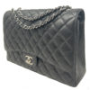 CHANEL Maxi Double Flap Black Caviar Shoulder Bag w/ Card + Auth