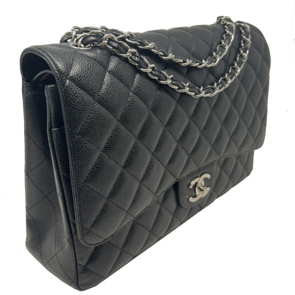 CHANEL Maxi Double Flap Black Caviar Shoulder Bag w/ Card + Auth - Boca  Pawn