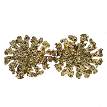 18k Yellow Gold Large Round Earrings w/ Diamonds