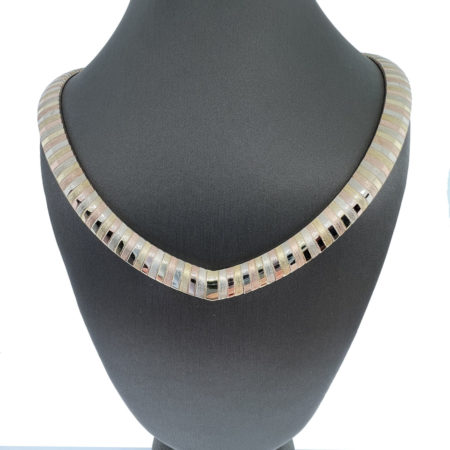 14k Triple Colored Women's Flat Necklace 51.32 Grams