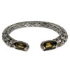 John Hardy SS and Gold Cuff Bracelet w/ Brown Stones