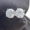 14k White Gold Diamond Stud Earrings 1.50 ctw