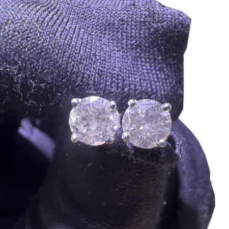 14k White Gold Diamond Stud Earrings 1.04ctw
