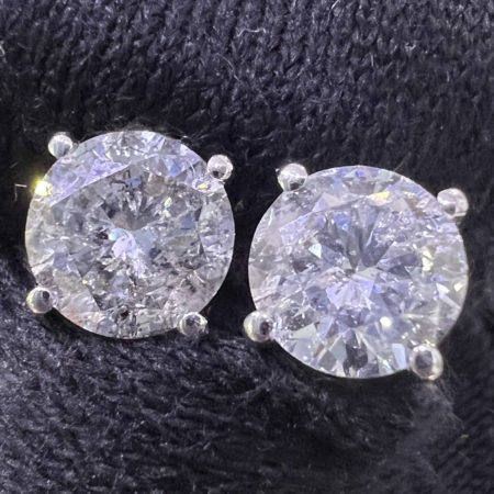 14k White Gold Diamond Stud Earrings 1.20 ctw