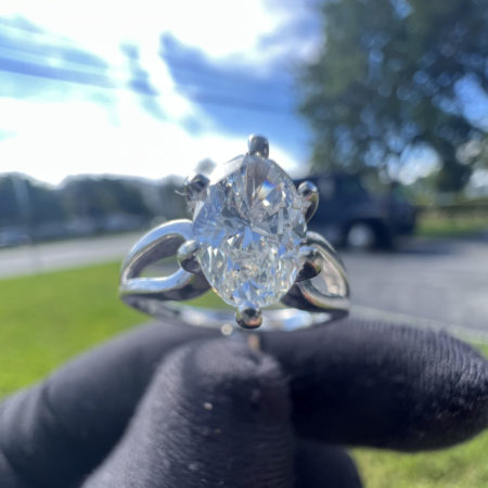 14K White Gold Diamond Marquise Ring Approx 1 CTW
