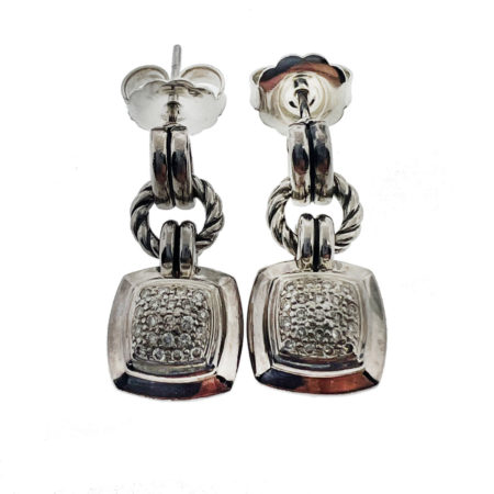 David Yurman Sterling Silver Diamond Pave Earrings