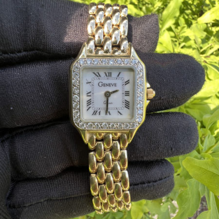 Geneve 14k Yellow Gold w/ Diamonds Ladies Watch