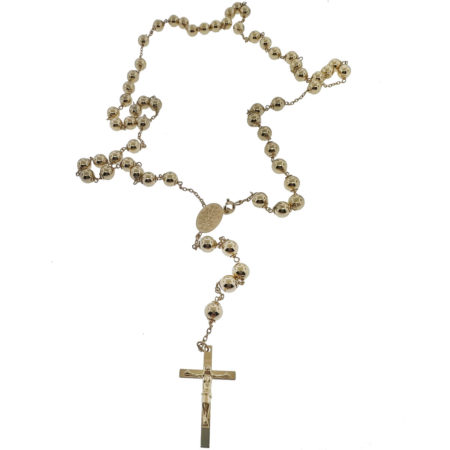 18k Yellow Gold Rosary Beads Necklace
