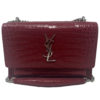 YSL Sunset Chain Wallet in Crocodile Embossed Leather w/ Crossbody Chain Strap