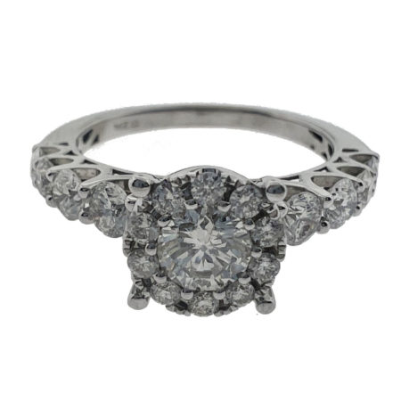 14k White Gold Women's Diamond Engagement Ring w/ 8 Side diamonds