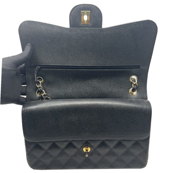 CHANEL Jumbo Double Flap Black Caviar Leather w/ Box, Card and