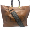 FENDI Large Sunshine Leather Tote Bag w/ Black and White Checker Strap