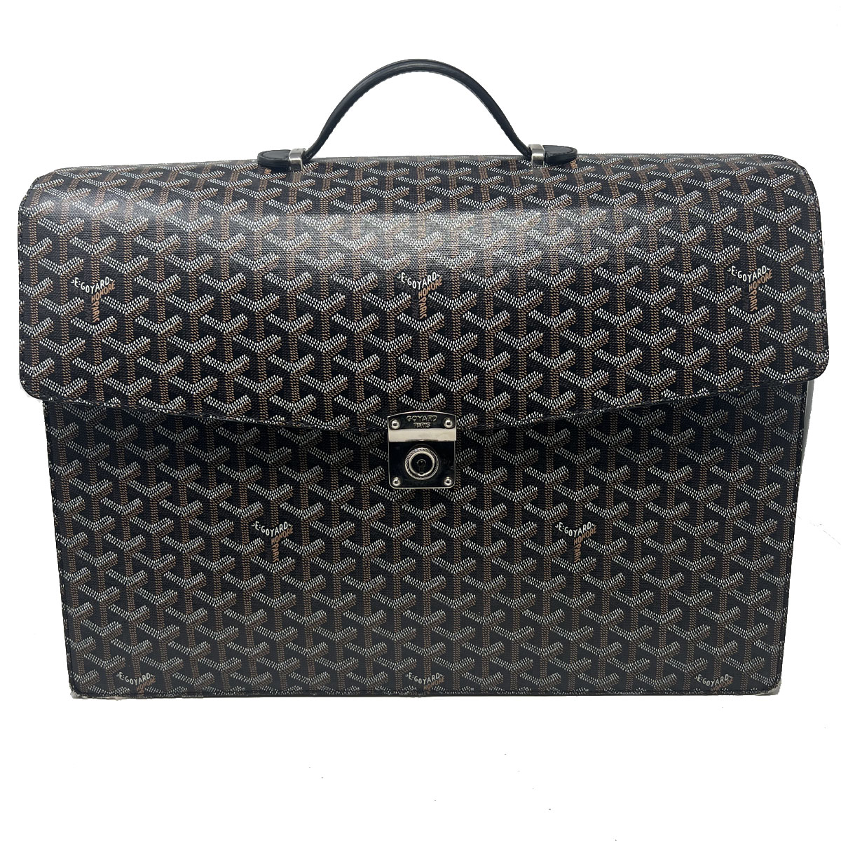 Elegant Goyard Ambassade shoulder strap briefcase in black coated monogram  Goyard canvas and black leather Cloth ref.786360 - Joli Closet