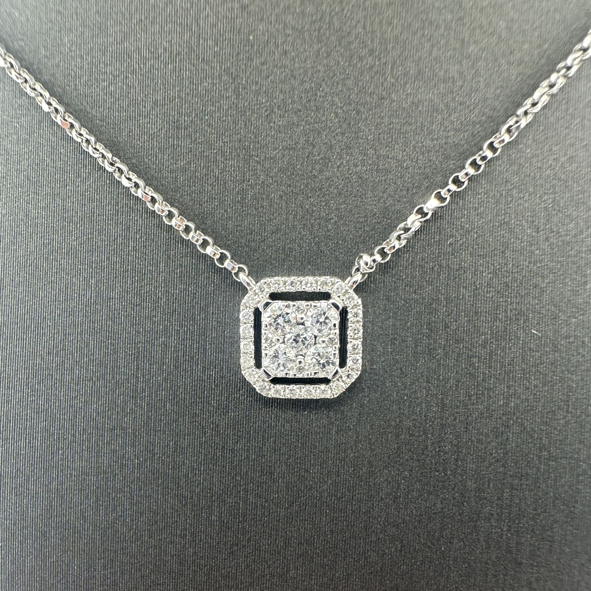 18k White Gold Square Diamond Pendant .33 CTW - Boca Pawn | Boca Raton Pawn