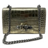 Alexander McQueen Jeweled Satchel Bag in Croc Stamped Gold Metallic