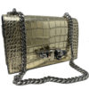 Alexander McQueen Jeweled Satchel Bag in Croc Stamped Gold Metallic