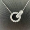 18k White Gold Interlocking Diamond Circle Pendant Necklace 1 CTW