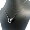 18k White Gold Interlocking Diamond Circle Pendant Necklace 1 CTW