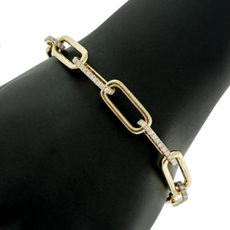 18k Yellow Gold Long Link Diamond Bracelet 2.0 CTW