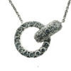 18k White Gold Interlocking Diamond Circle Pendant Necklace 1 CTW