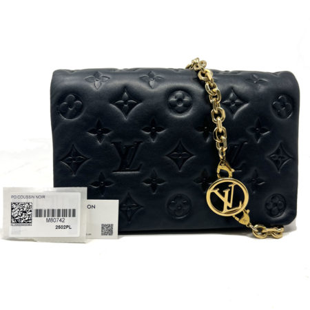 Louis Vuitton Lambskin Embossed Monogram Coussin Pouchette Handbag