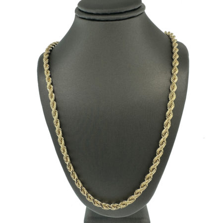 10KT Yellow Gold 20" 4mm Rope Chain Men's Necklace 32.9 Grams