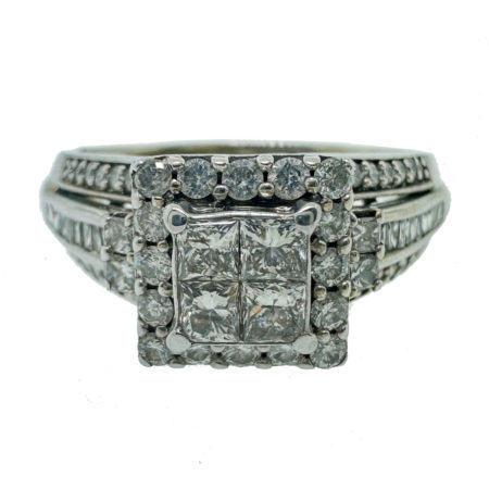 10K White Gold Diamond Pave Engagement Ring Approx. .75 CTW